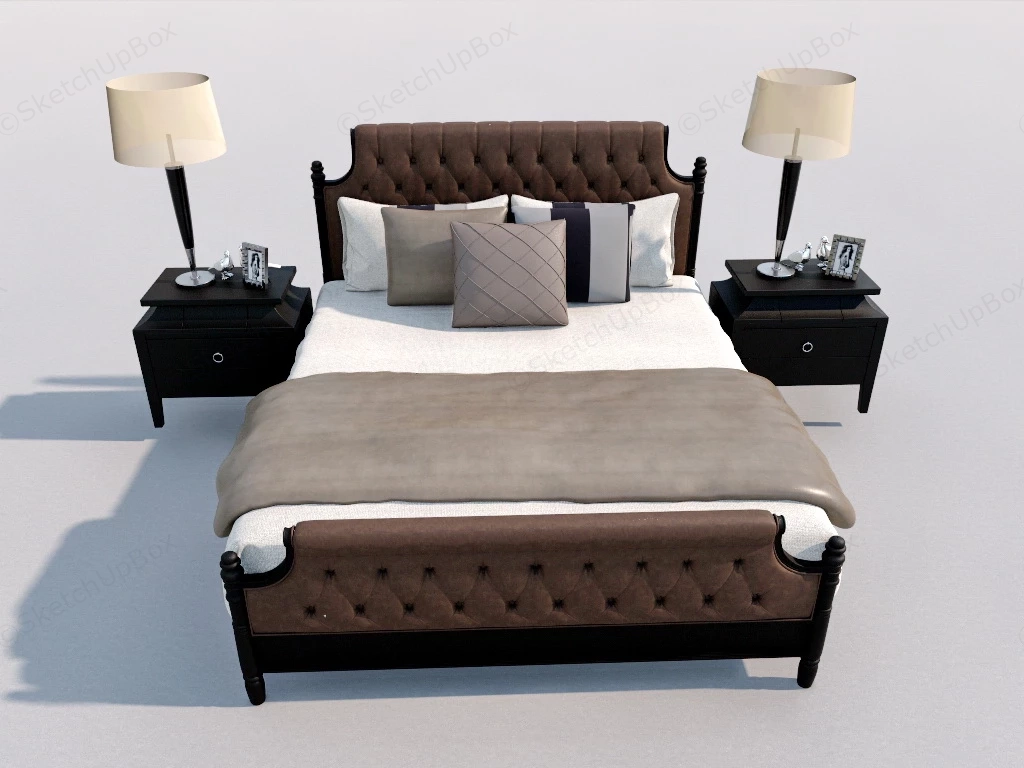Sleigh Bed And Nightstand Set sketchup model preview - SketchupBox