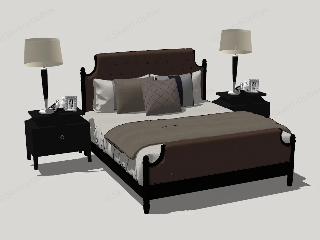 Sleigh Bed And Nightstand Set sketchup model preview - SketchupBox