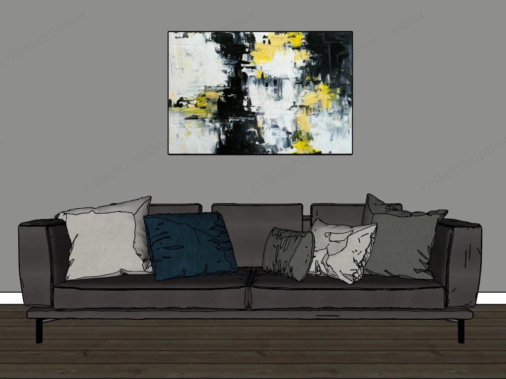 Dark Grey Couch sketchup model preview - SketchupBox