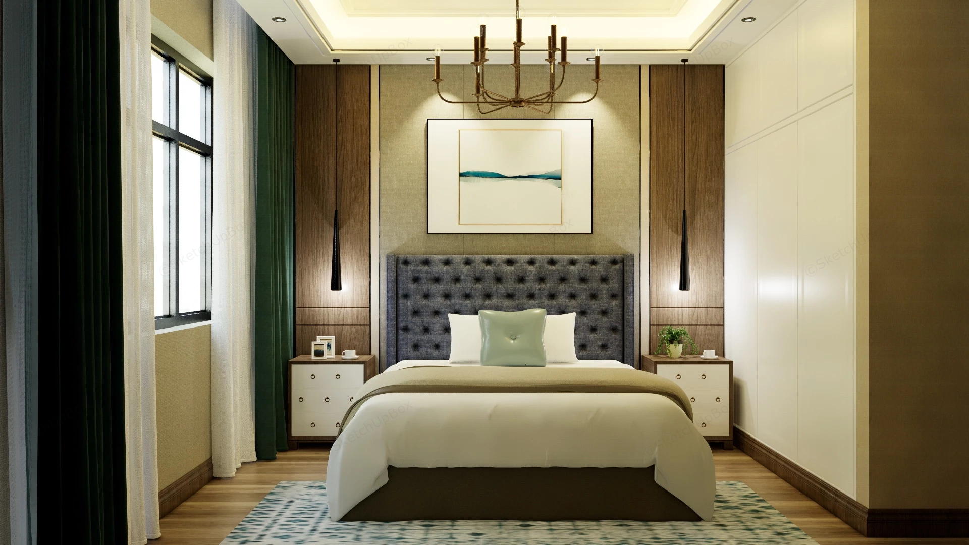Elegant Small Bedroom Design sketchup model preview - SketchupBox