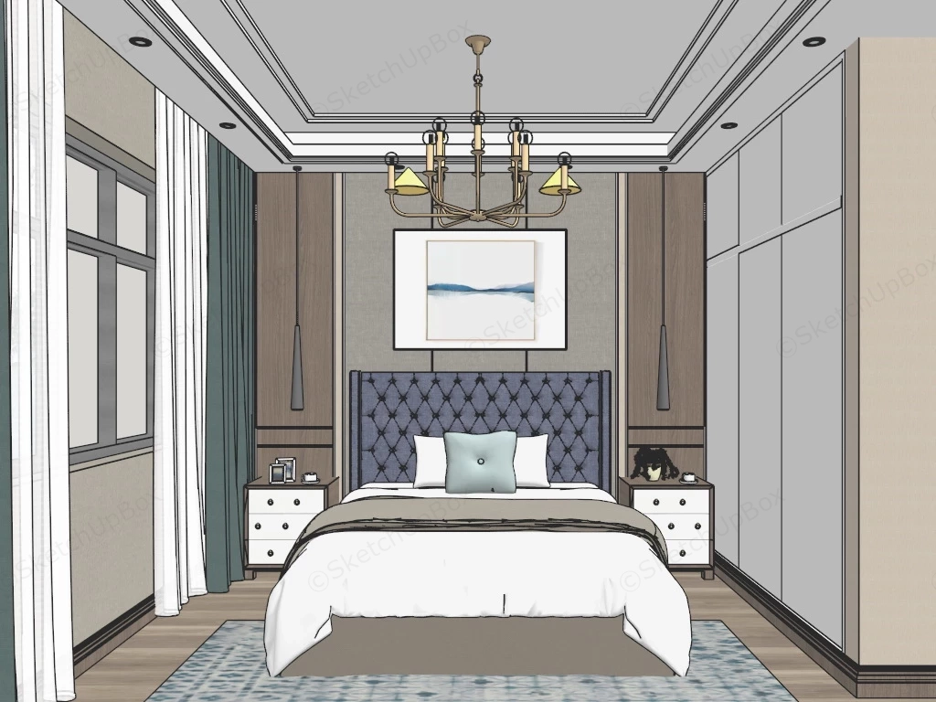 Elegant Small Bedroom Design sketchup model preview - SketchupBox