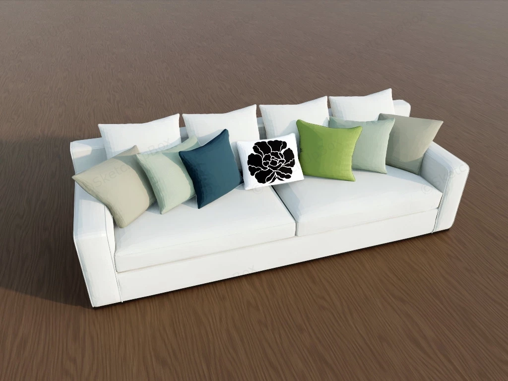 Modern Cream Sofa sketchup model preview - SketchupBox