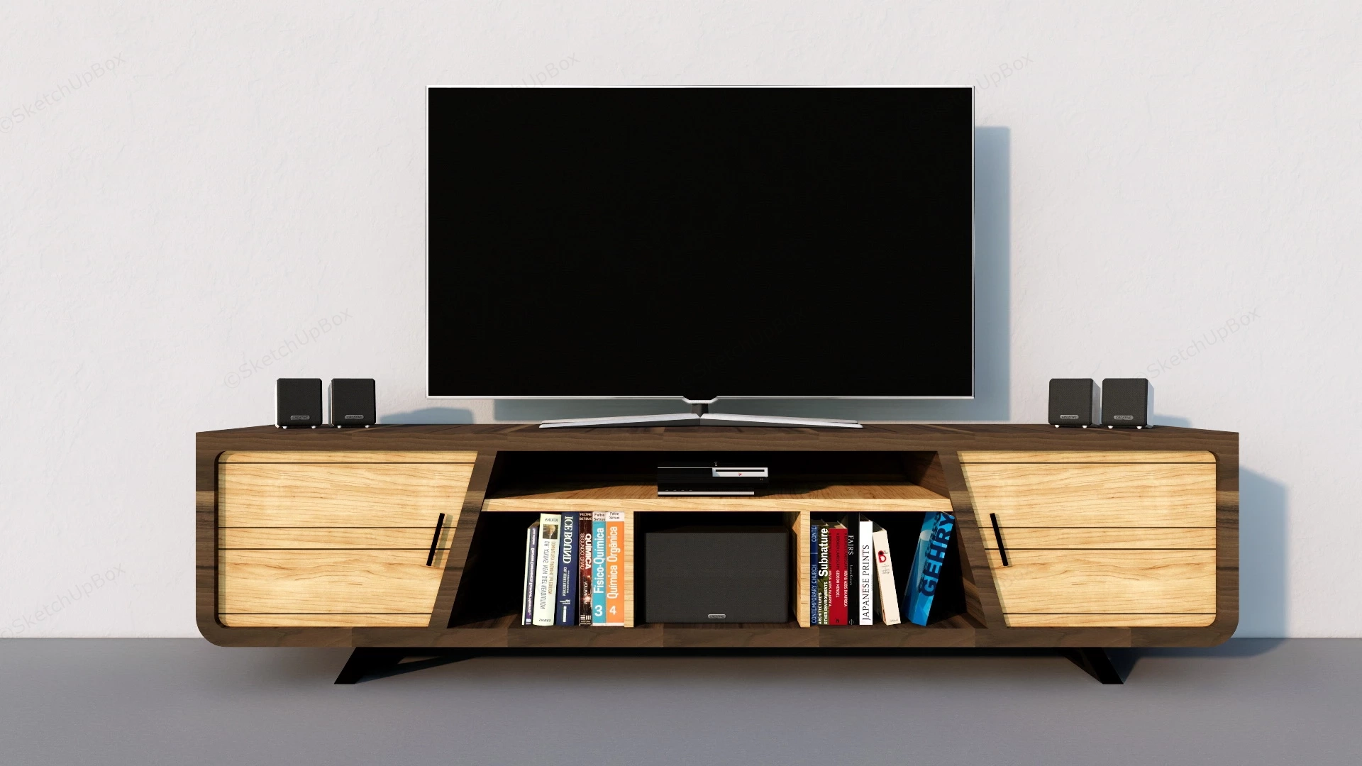 Bookcase TV Stand Combo sketchup model preview - SketchupBox