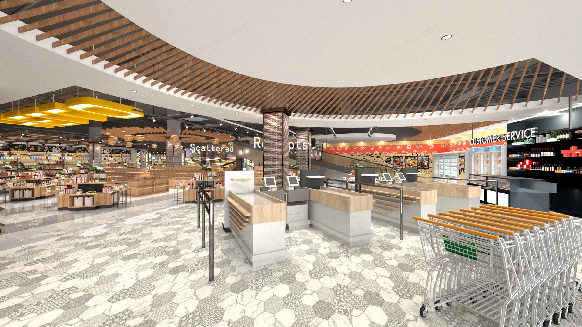 Supermarket Interior Design sketchup model preview - SketchupBox