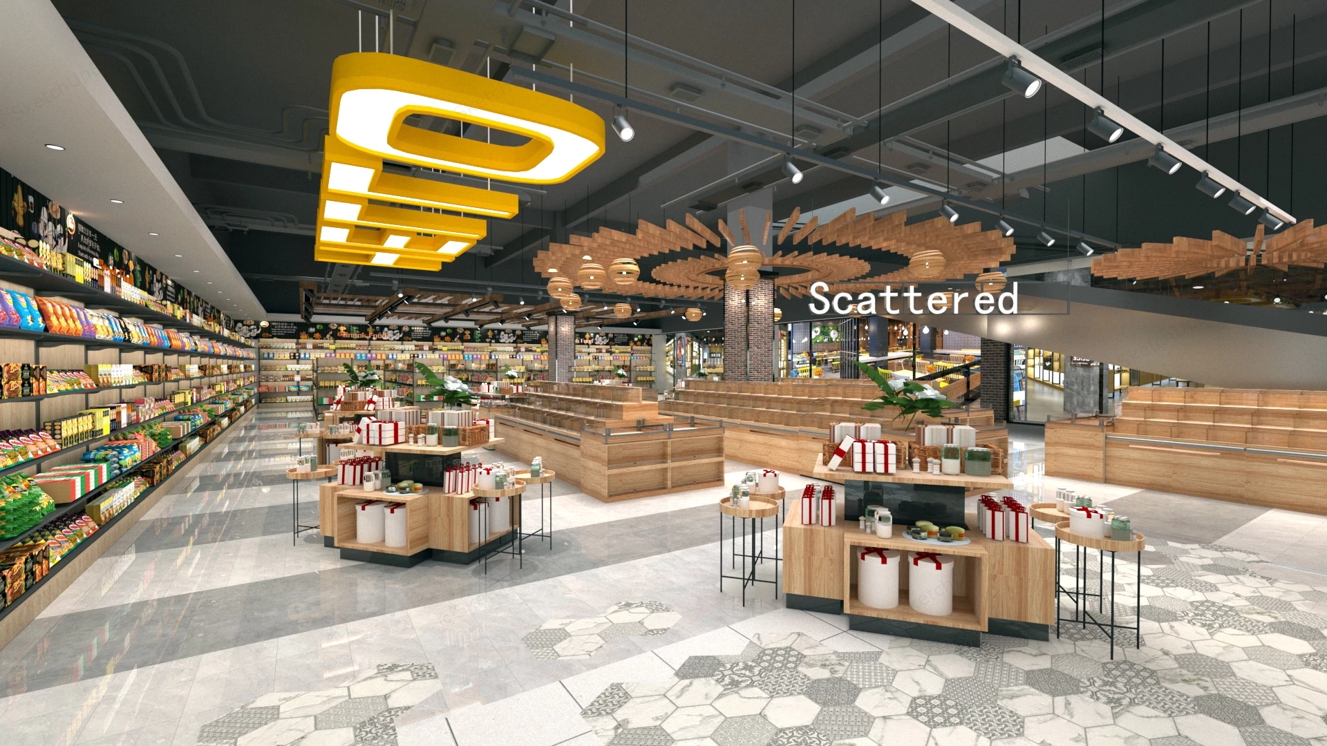 Supermarket Interior Design sketchup model preview - SketchupBox