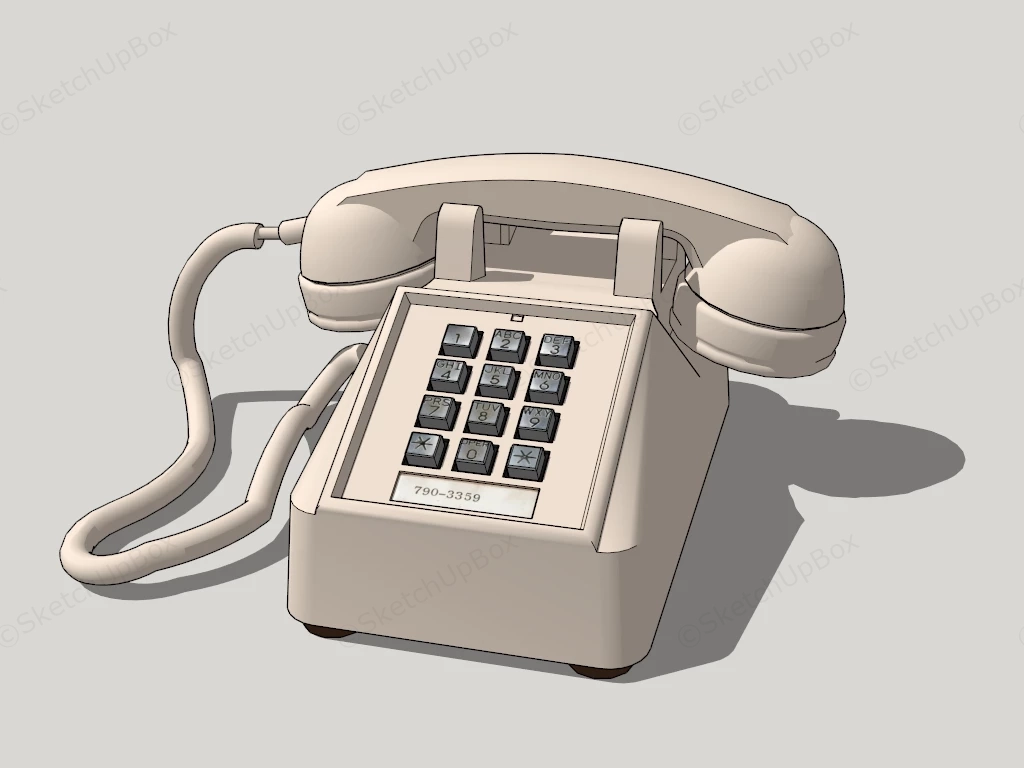 Cream Retro Telephone sketchup model preview - SketchupBox