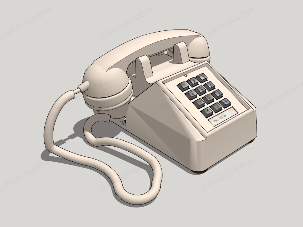 Cream Retro Telephone sketchup model preview - SketchupBox