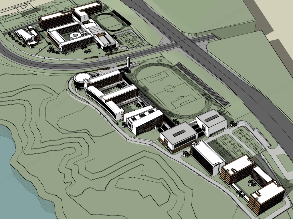 University Buildings Architecture sketchup model preview - SketchupBox