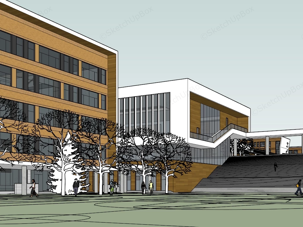 University Buildings Architecture sketchup model preview - SketchupBox