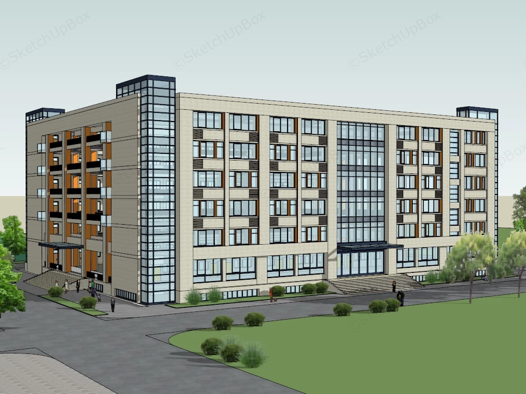 Square Office Building Exterior sketchup model preview - SketchupBox