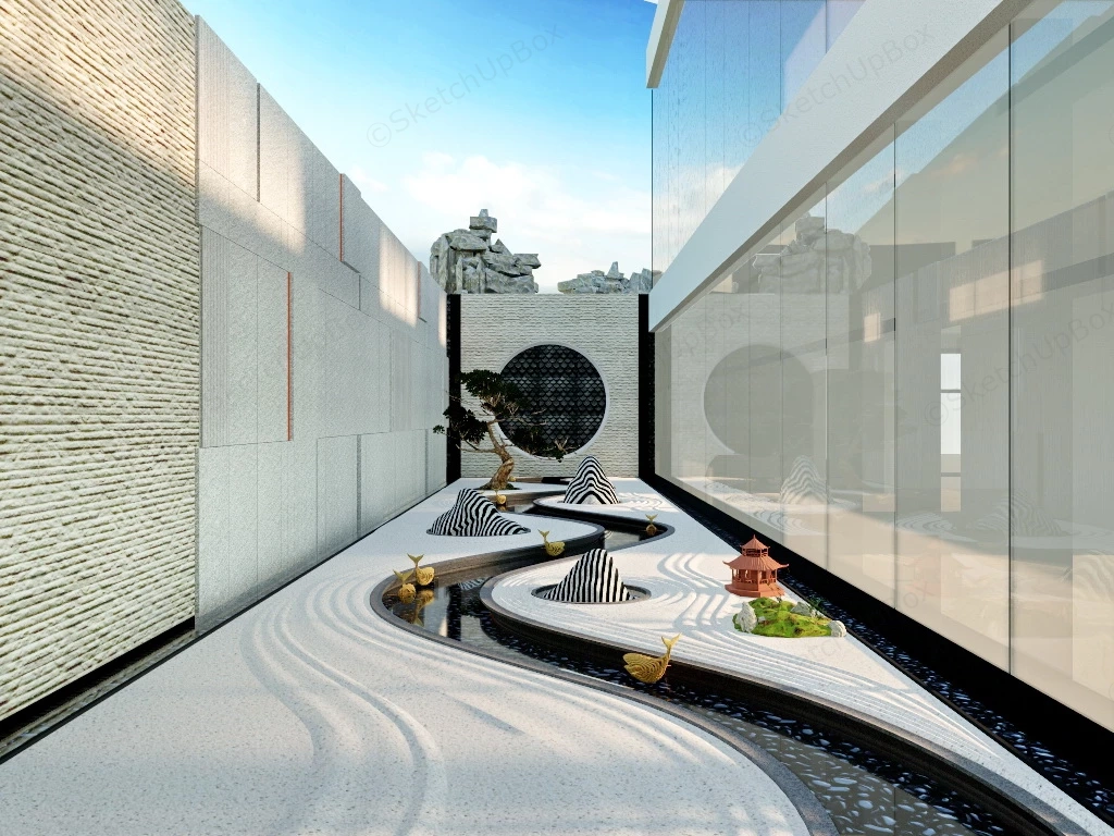 Narrow Peaceful Zen Garden sketchup model preview - SketchupBox