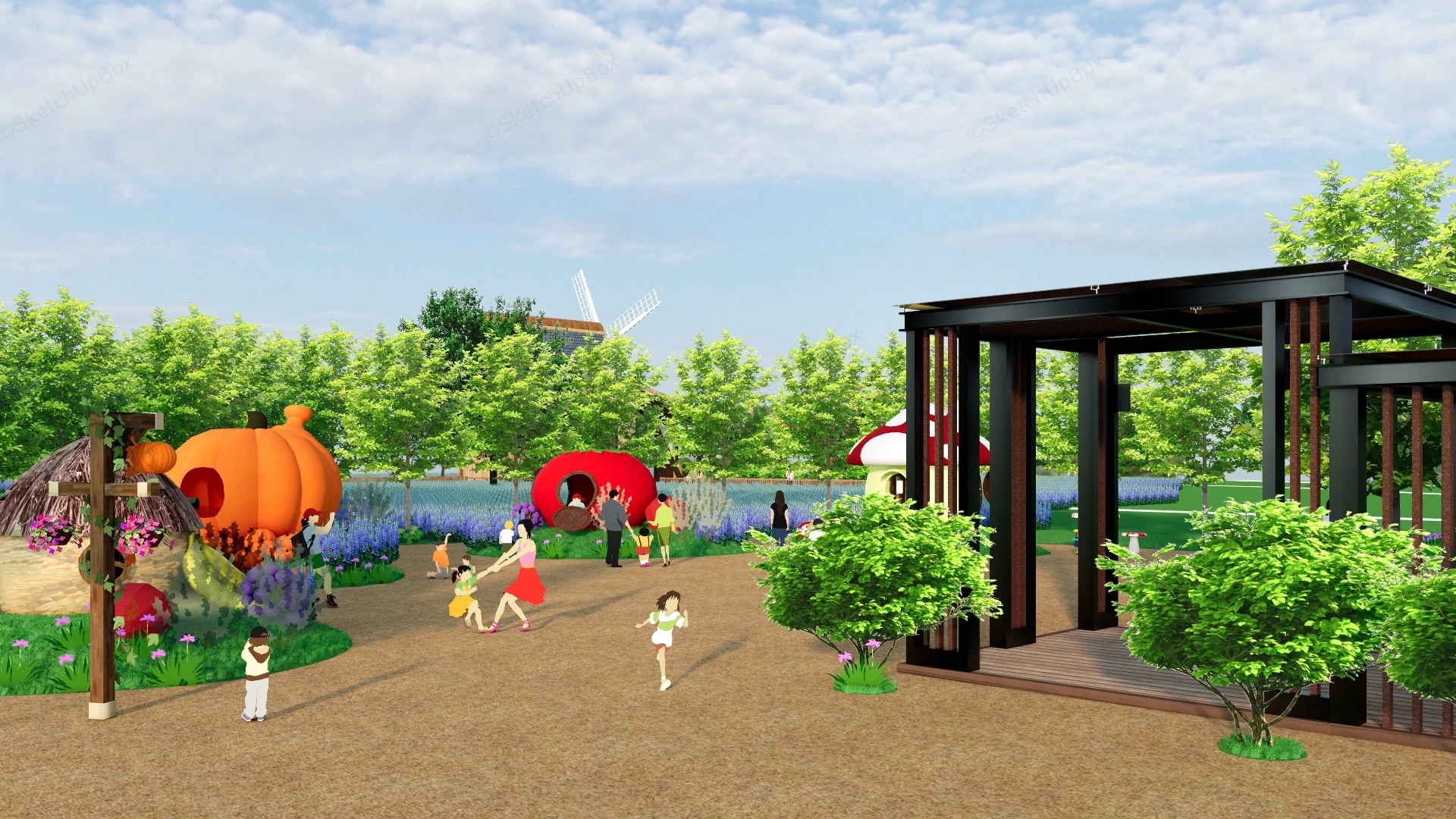 Happy Farm Park sketchup model preview - SketchupBox