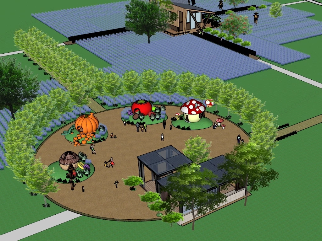 Happy Farm Park sketchup model preview - SketchupBox