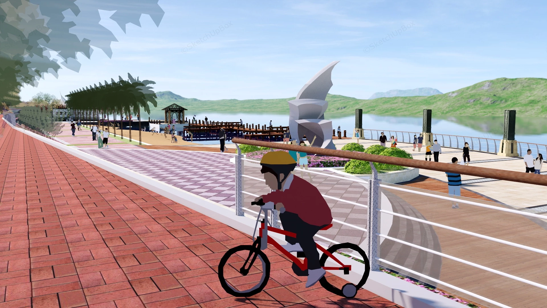 Riverfront Park Design sketchup model preview - SketchupBox