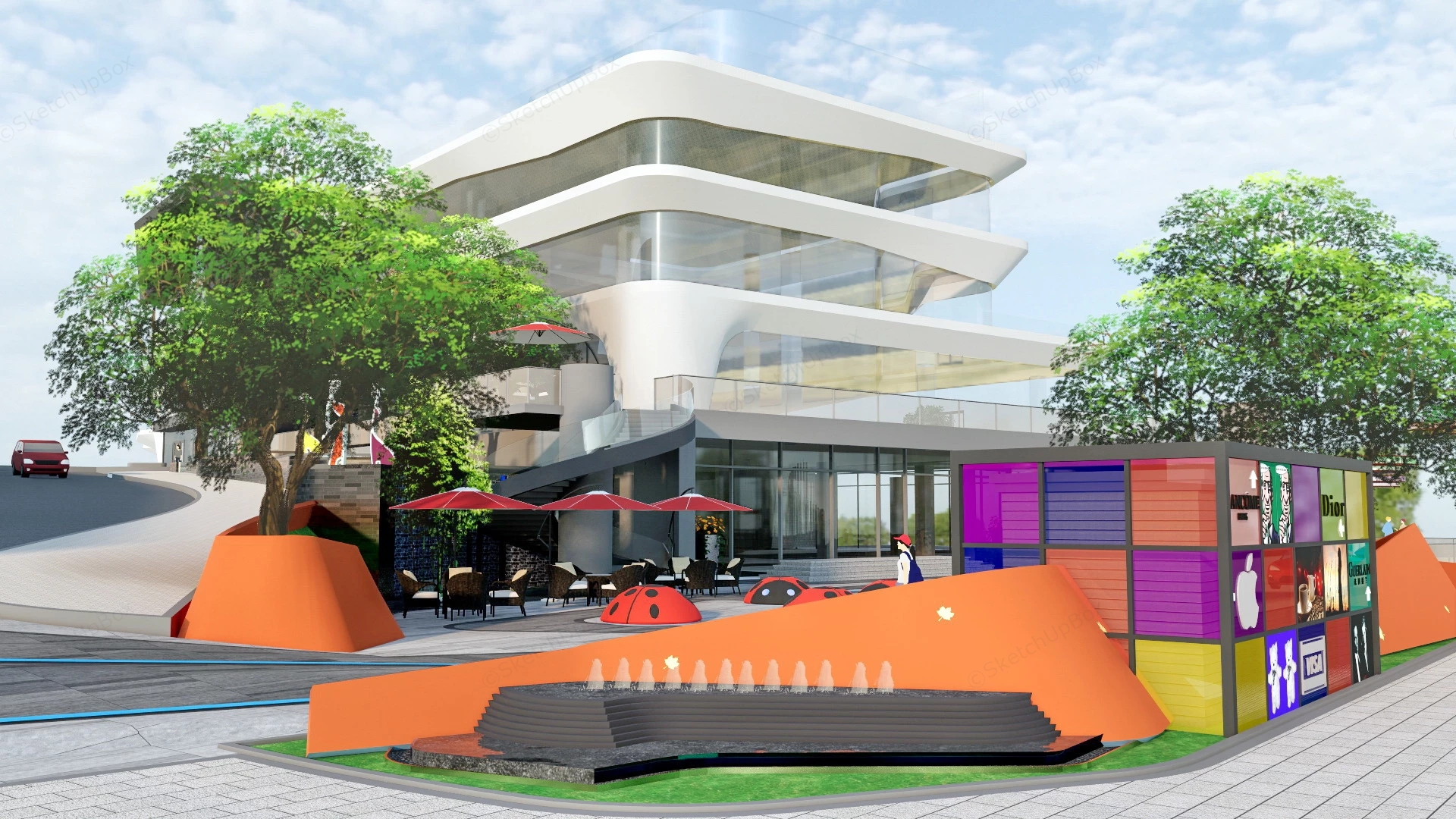 Urban Commercial Complex sketchup model preview - SketchupBox