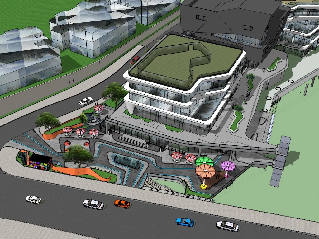 Urban Commercial Complex sketchup model preview - SketchupBox