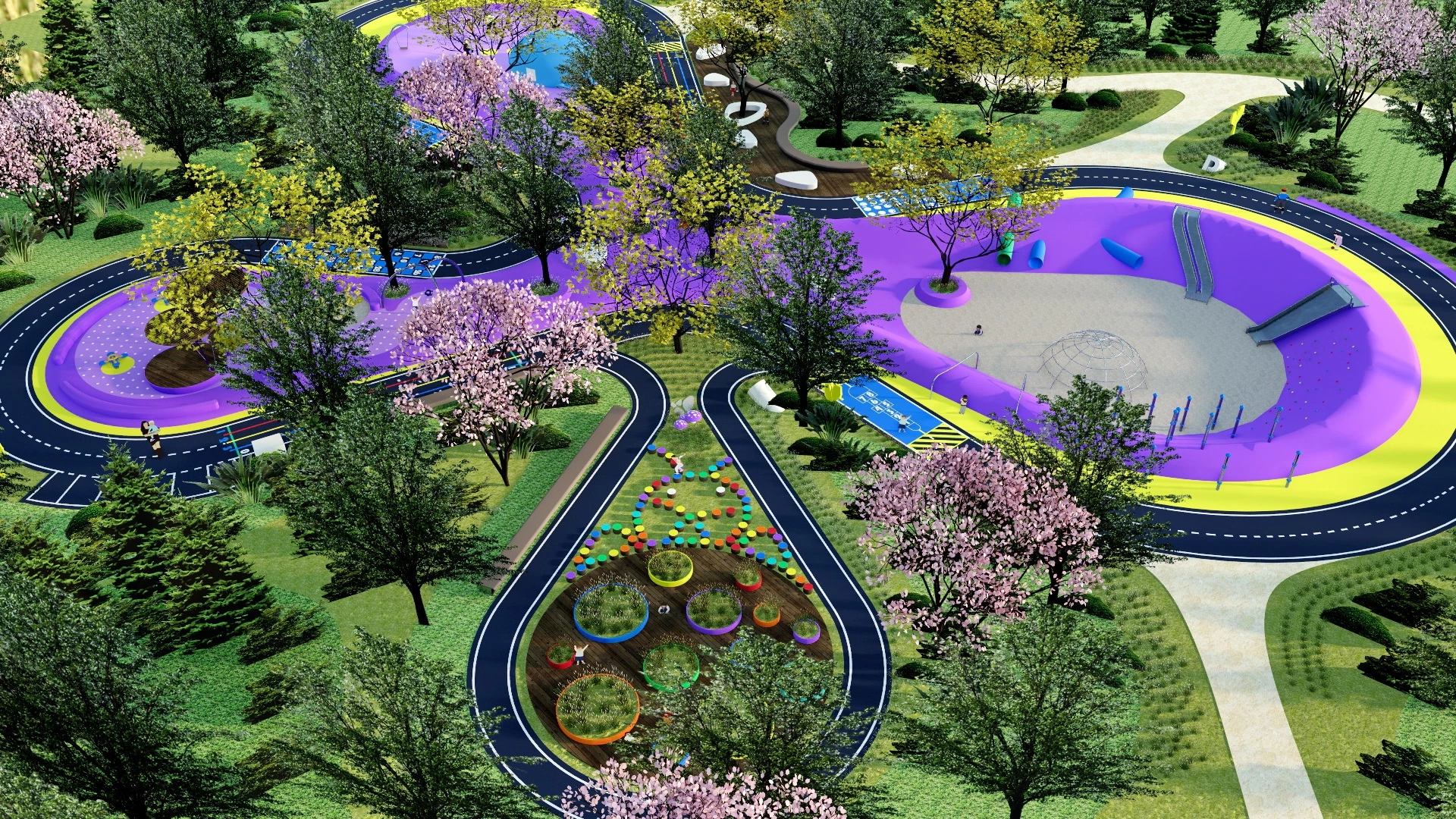 Four Leaf Clover Shaped Playground sketchup model preview - SketchupBox