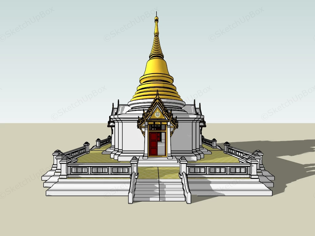 Thai Buddhist Temple sketchup model preview - SketchupBox