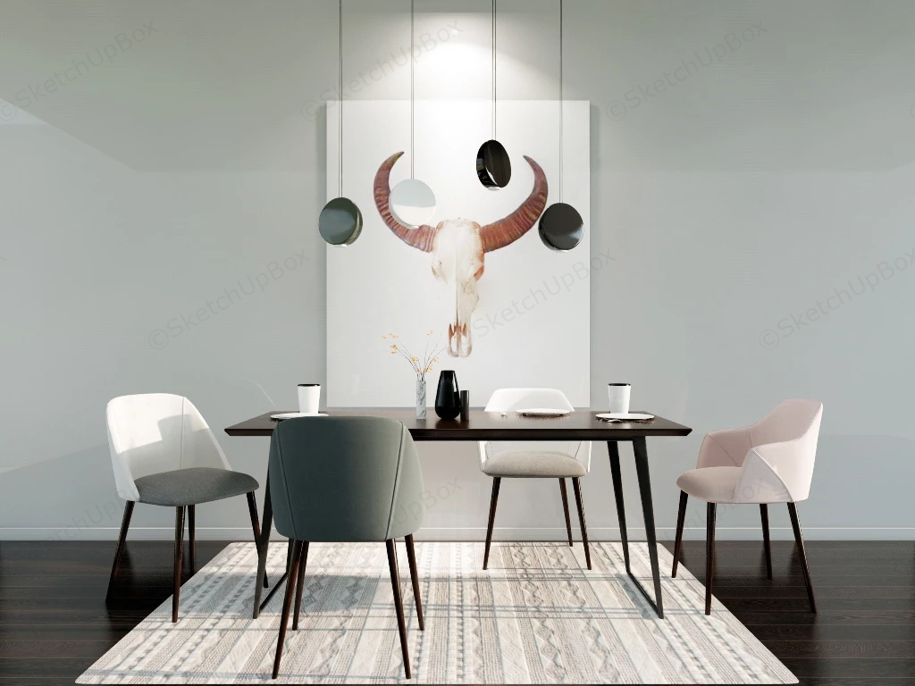 Minimalist Dining Room Decor sketchup model preview - SketchupBox