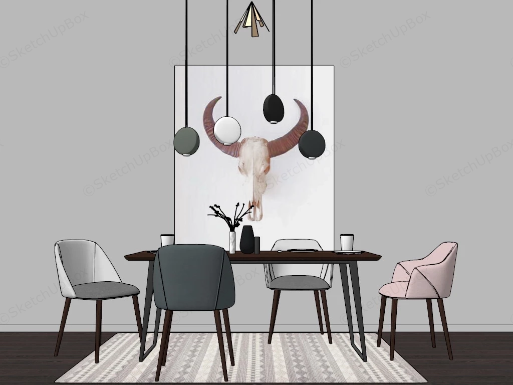 Minimalist Dining Room Decor sketchup model preview - SketchupBox