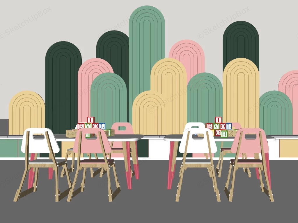 Kids Play Tables And Chairs sketchup model preview - SketchupBox