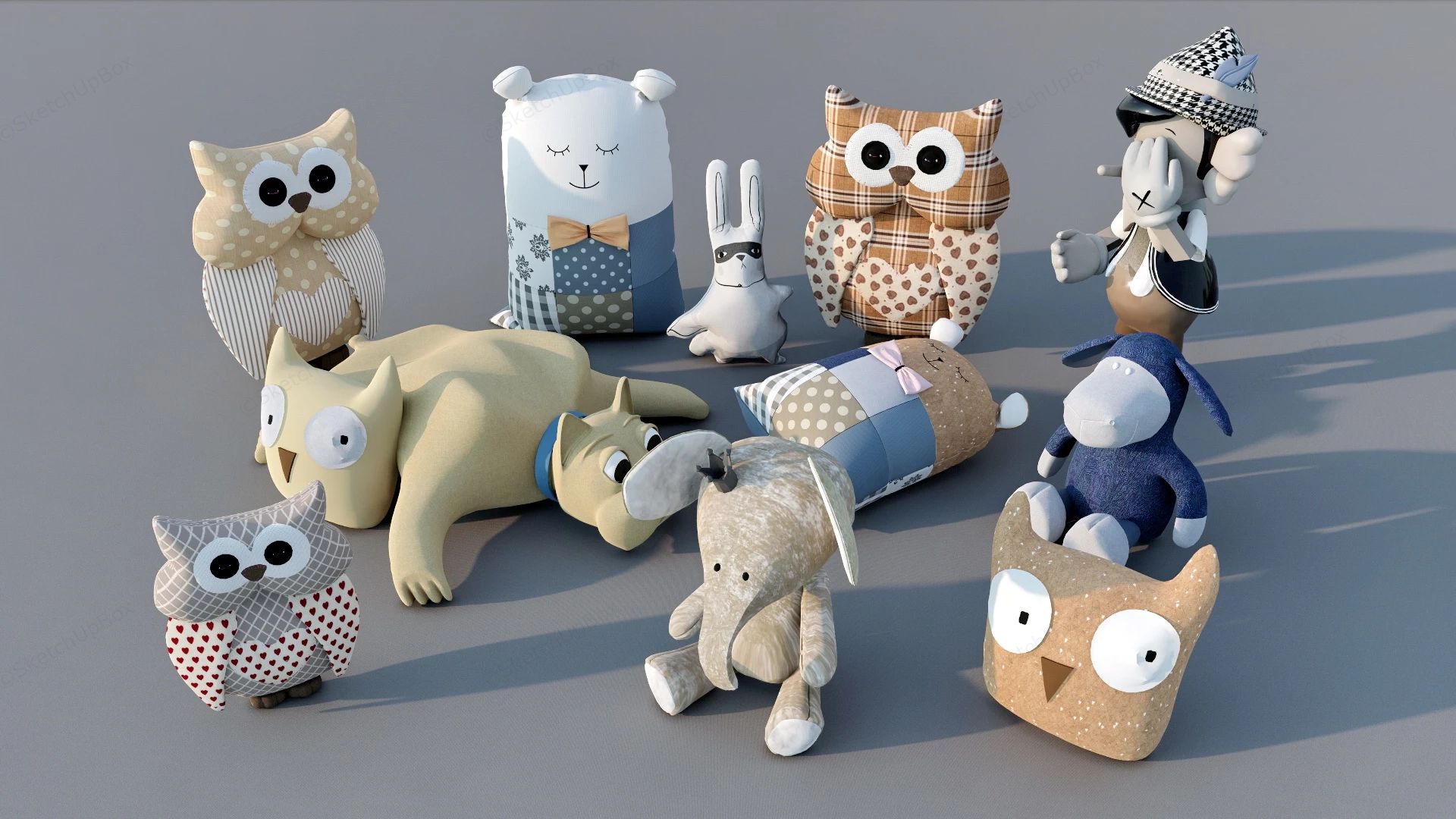 Cute Plush Toys sketchup model preview - SketchupBox