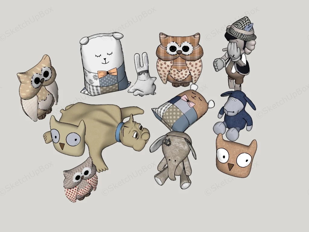Cute Plush Toys sketchup model preview - SketchupBox