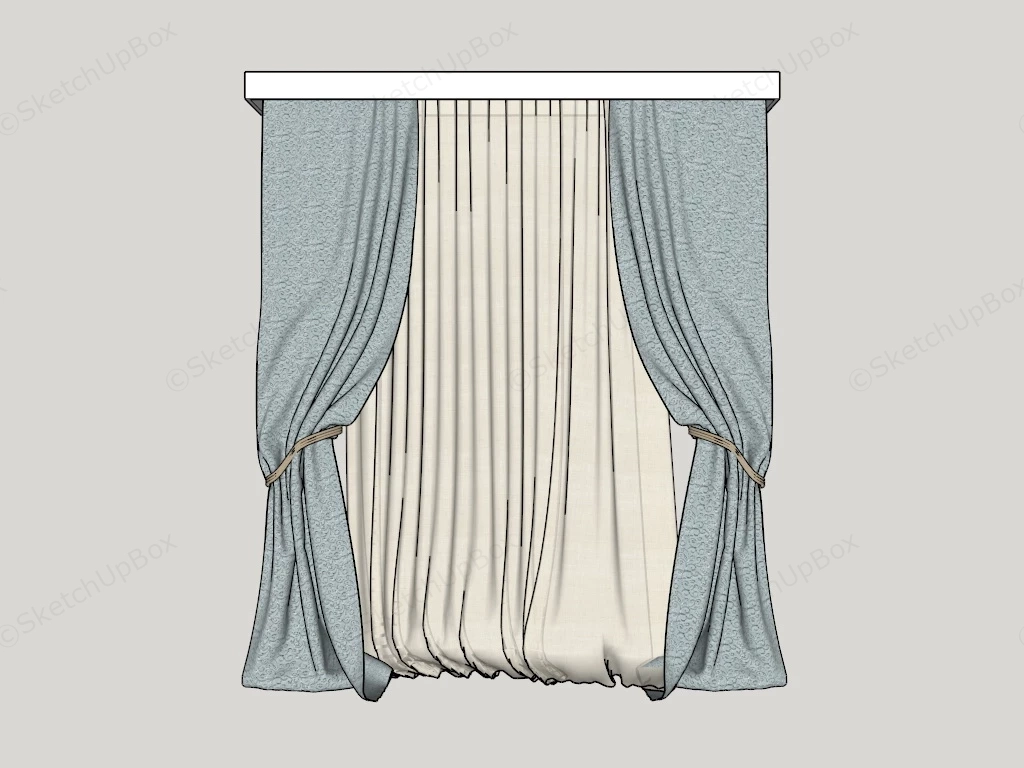 Bedroom Curtains sketchup model preview - SketchupBox