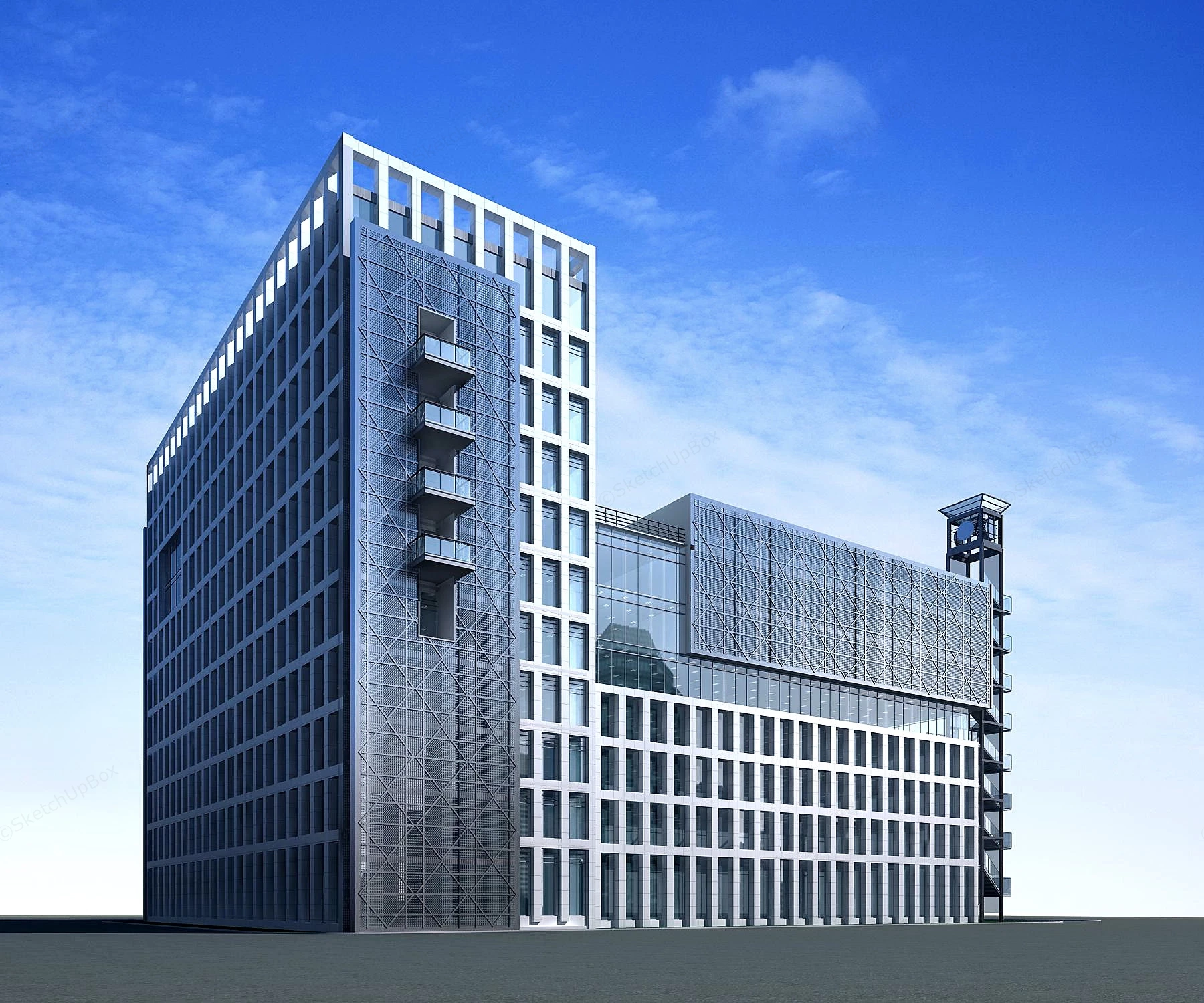 Modern Corporate Office Building Exterior sketchup model preview - SketchupBox