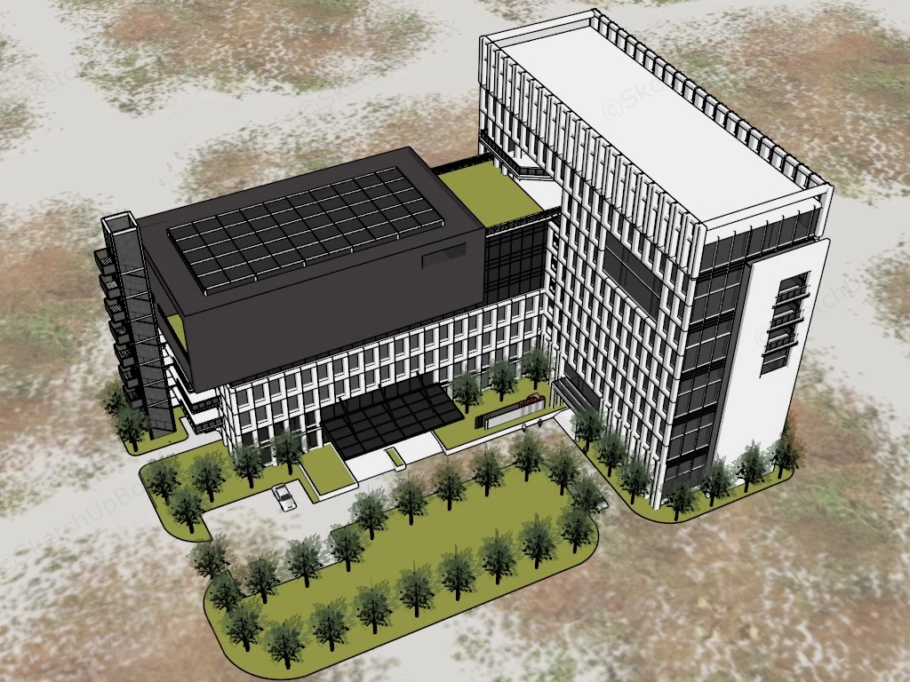 Modern Corporate Office Building Exterior sketchup model preview - SketchupBox