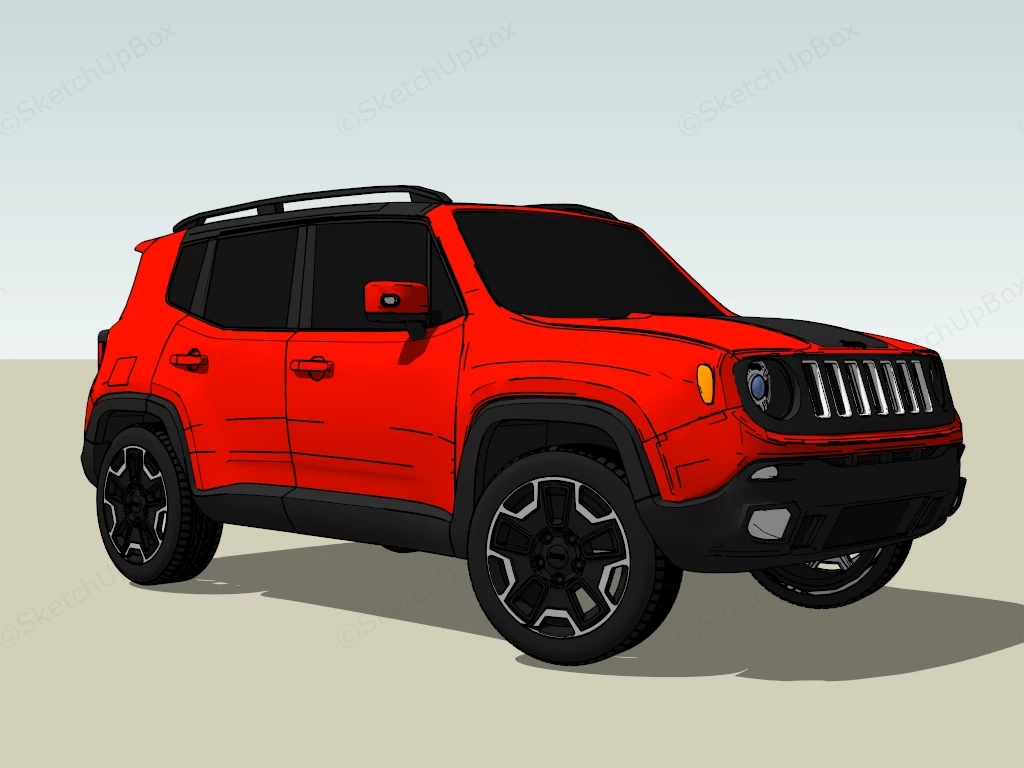 Red Jeep Compass sketchup model preview - SketchupBox
