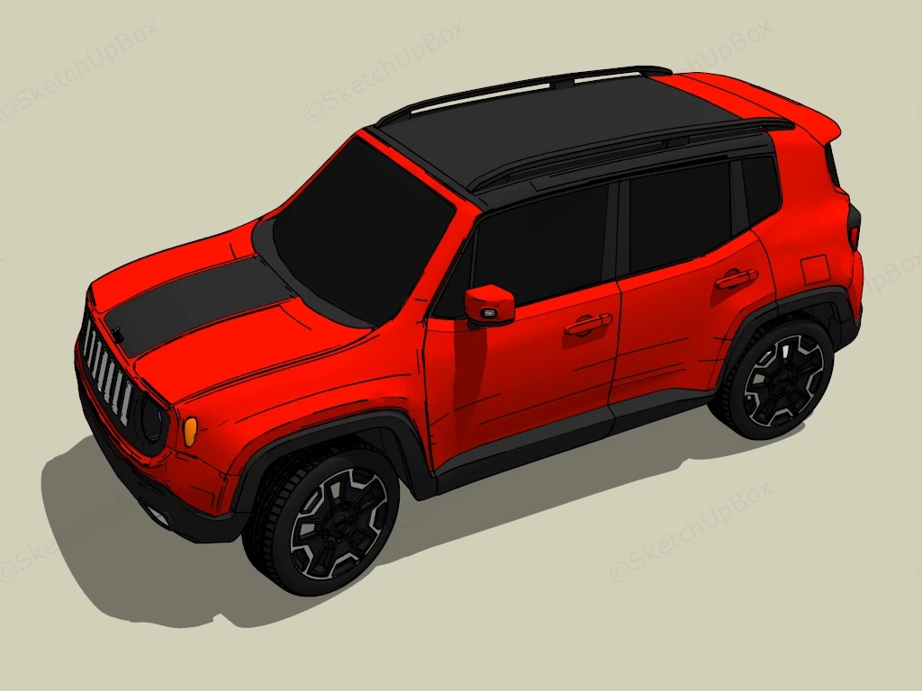 Red Jeep Compass sketchup model preview - SketchupBox