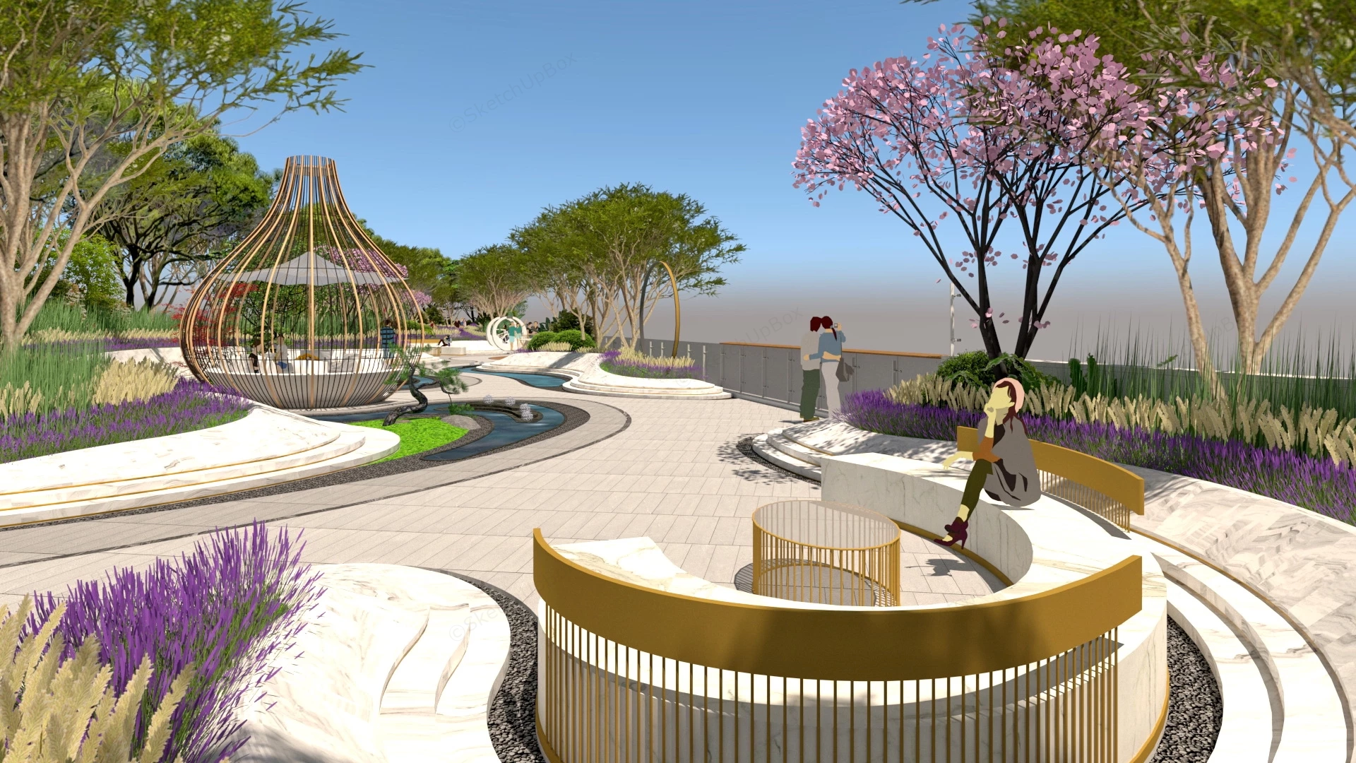 Riverfront Park Landscape Design sketchup model preview - SketchupBox