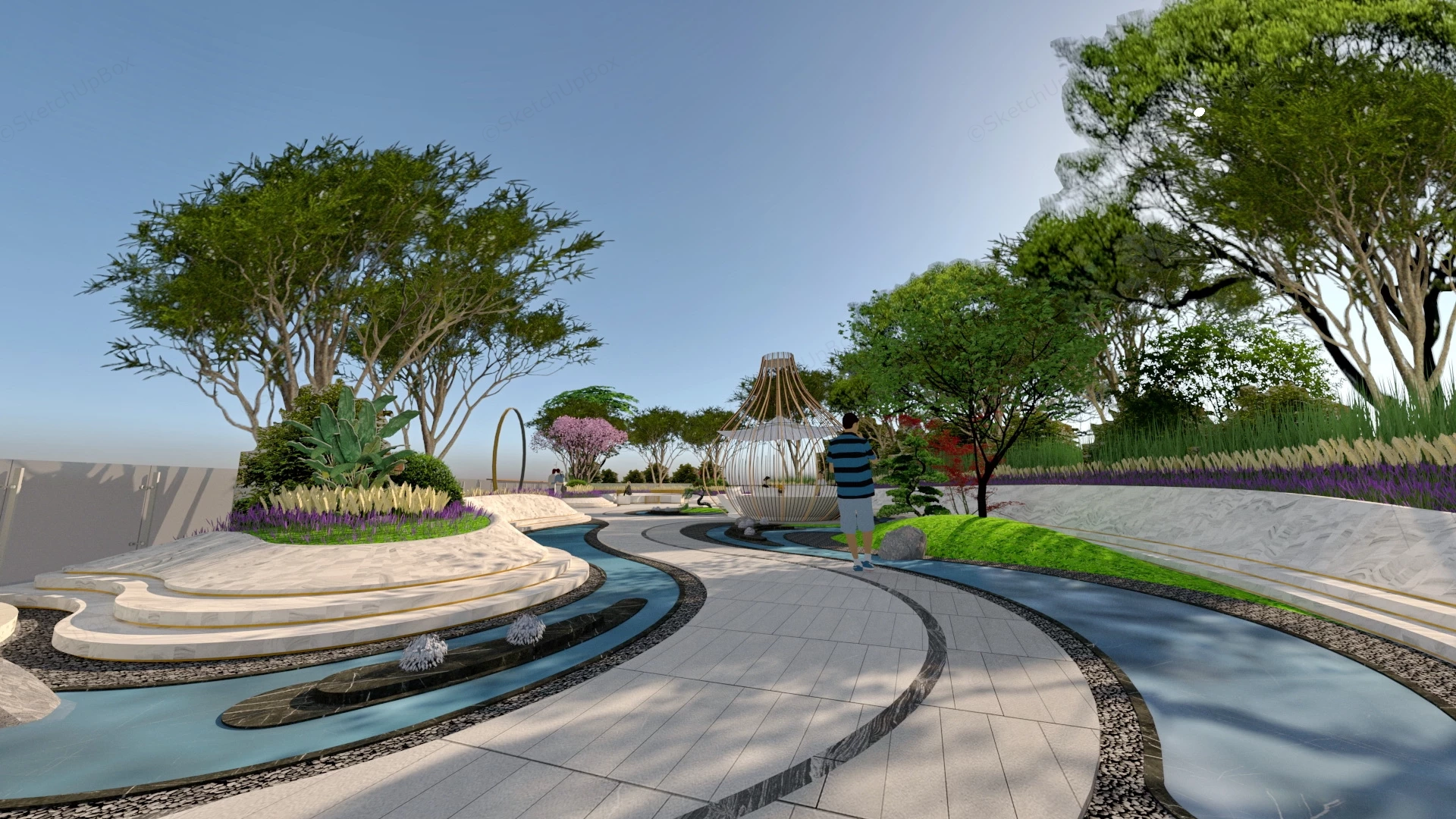 Riverfront Park Landscape Design sketchup model preview - SketchupBox
