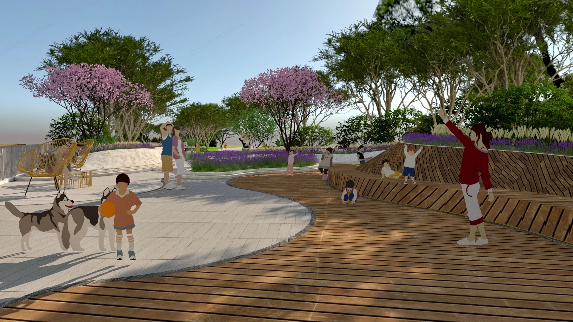 Riverfront Park Landscape Design sketchup model preview - SketchupBox