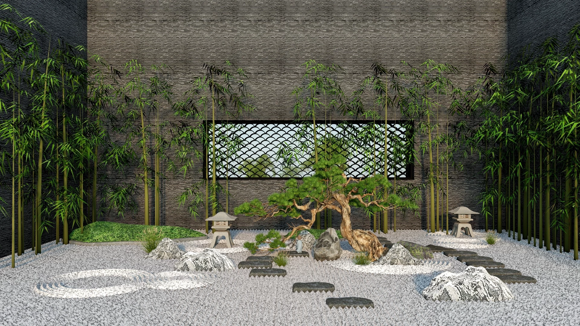 Backyard Zen Garden Landscape sketchup model preview - SketchupBox