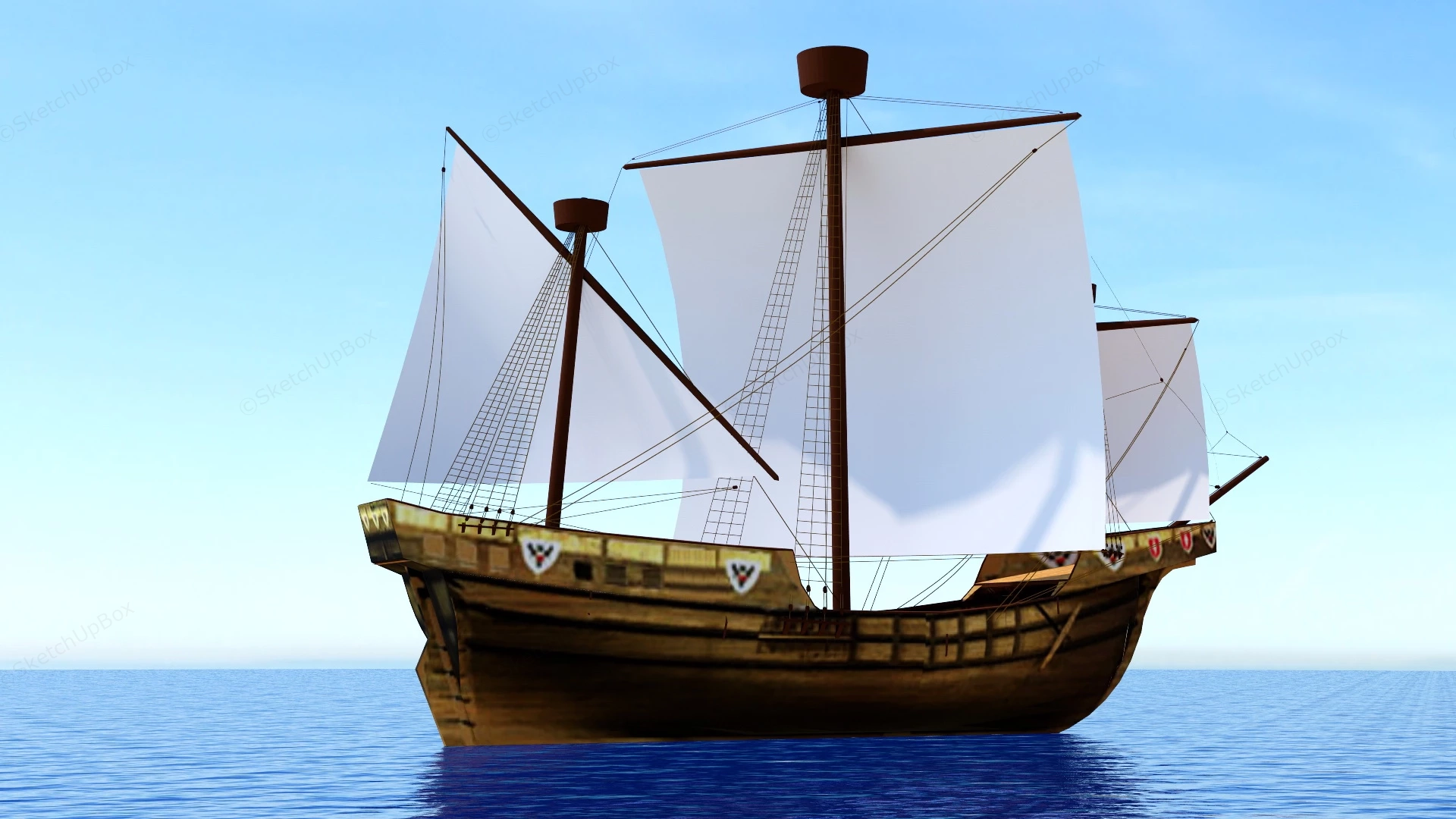 Vintage Sailing Ship sketchup model preview - SketchupBox