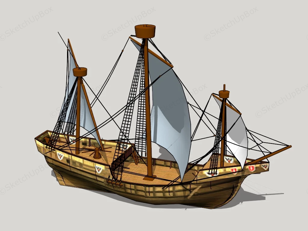 Vintage Sailing Ship sketchup model preview - SketchupBox