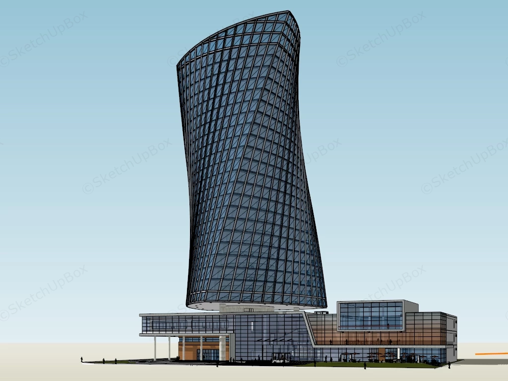 Modern Hotel Building sketchup model preview - SketchupBox