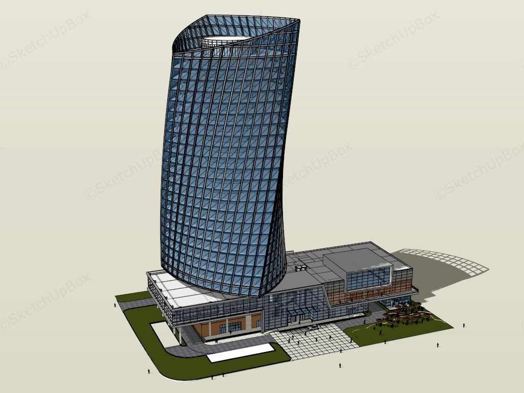 Modern Hotel Building sketchup model preview - SketchupBox