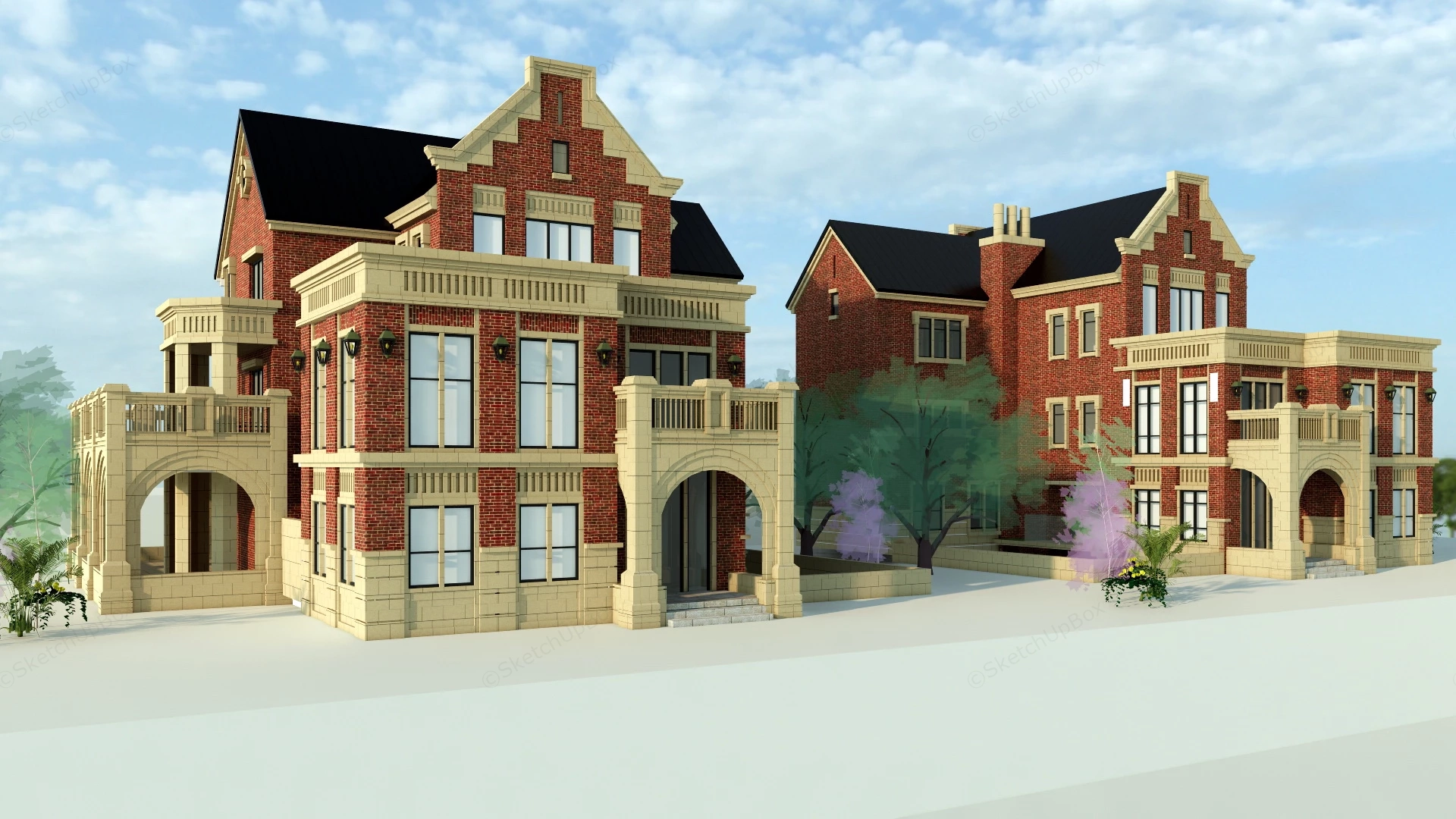Brick Townhouse sketchup model preview - SketchupBox