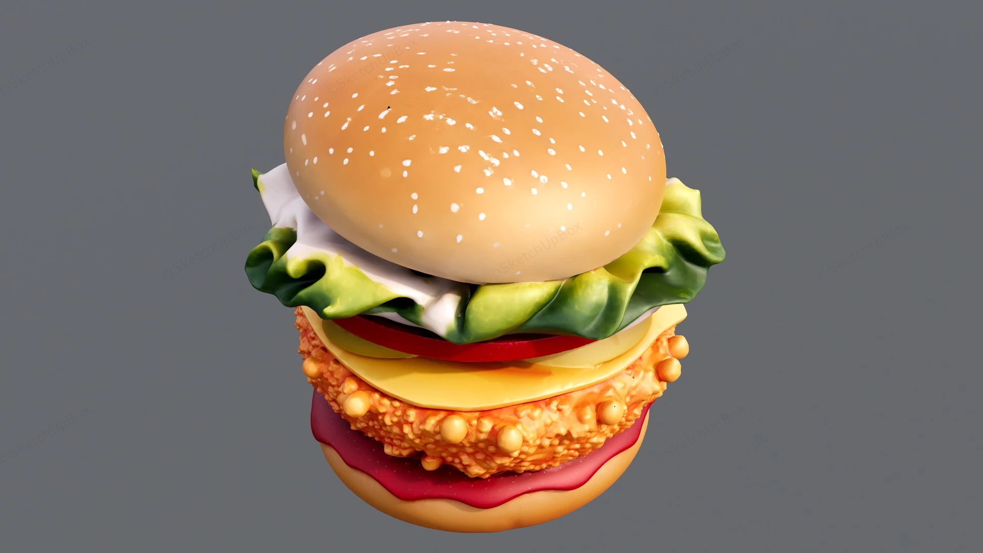 Chicken Burger sketchup model preview - SketchupBox