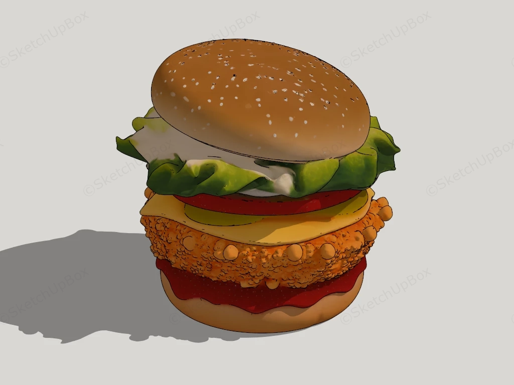 Chicken Burger sketchup model preview - SketchupBox