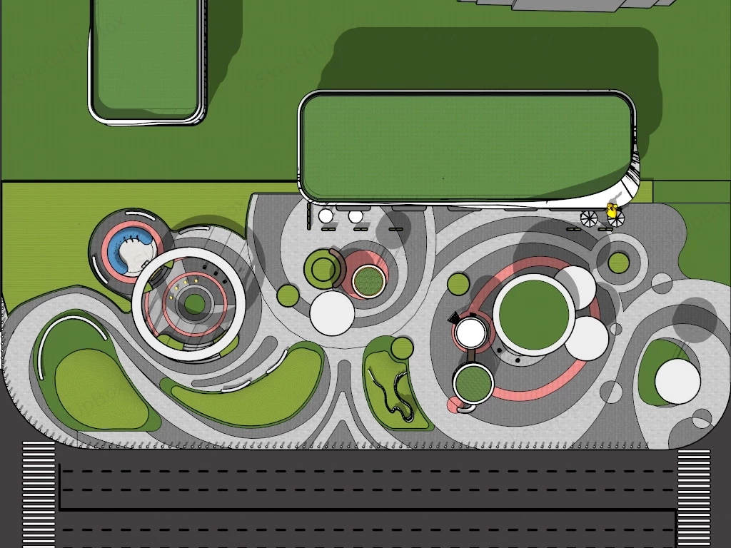 Urban Pocket Park Plan sketchup model preview - SketchupBox