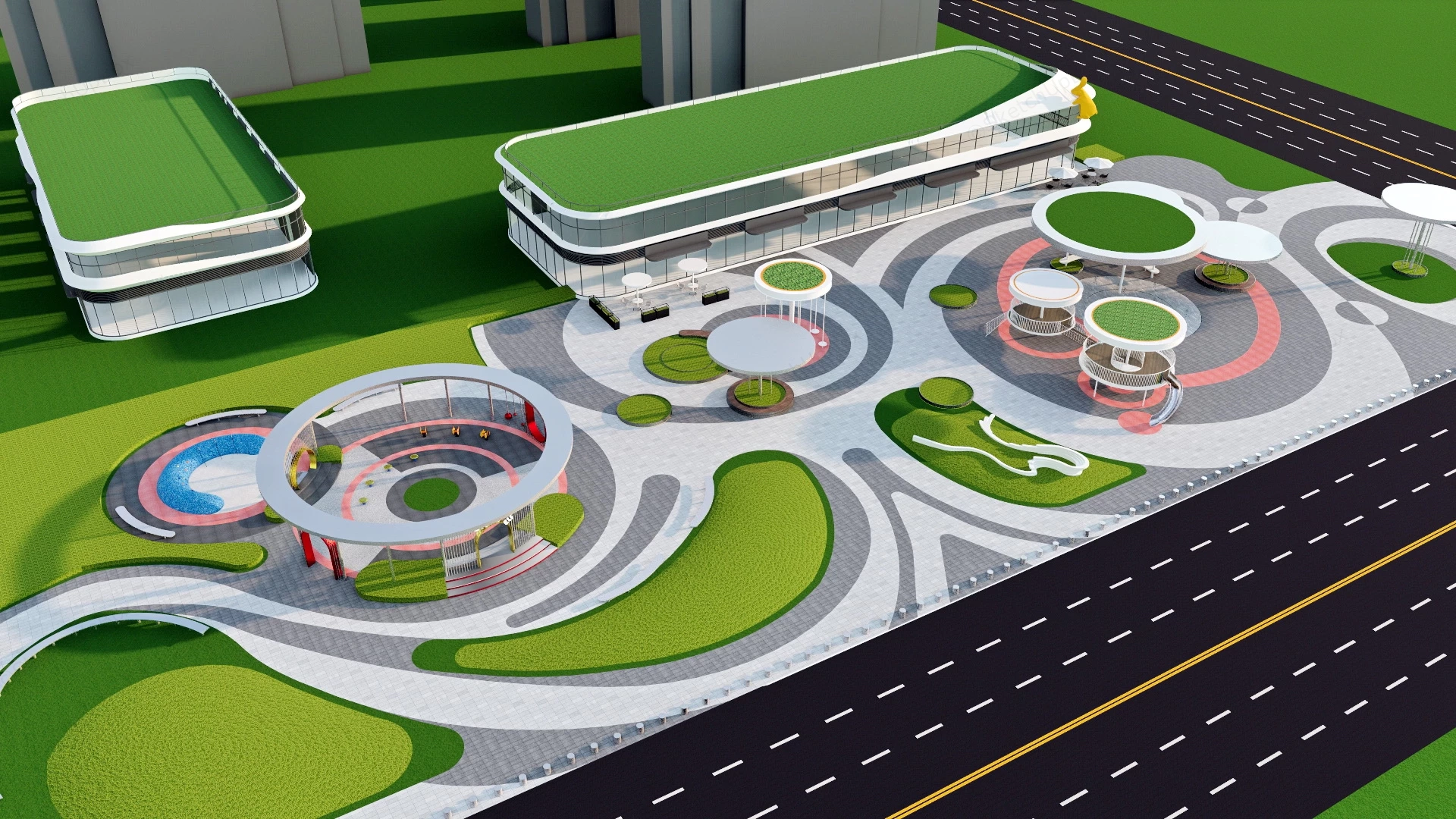 Urban Pocket Park Plan sketchup model preview - SketchupBox
