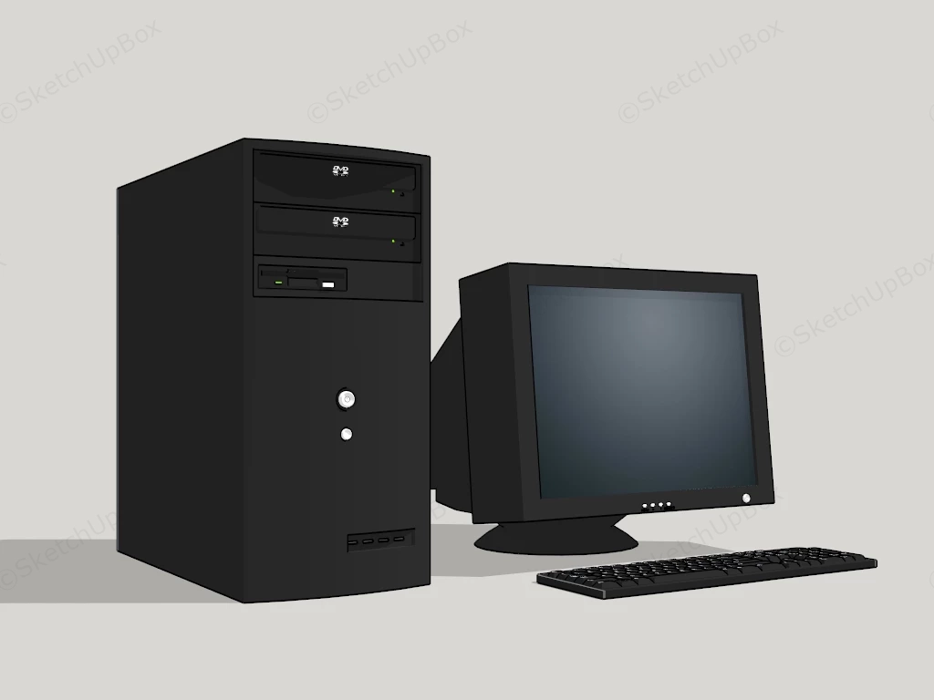 Old Desktop Computer sketchup model preview - SketchupBox