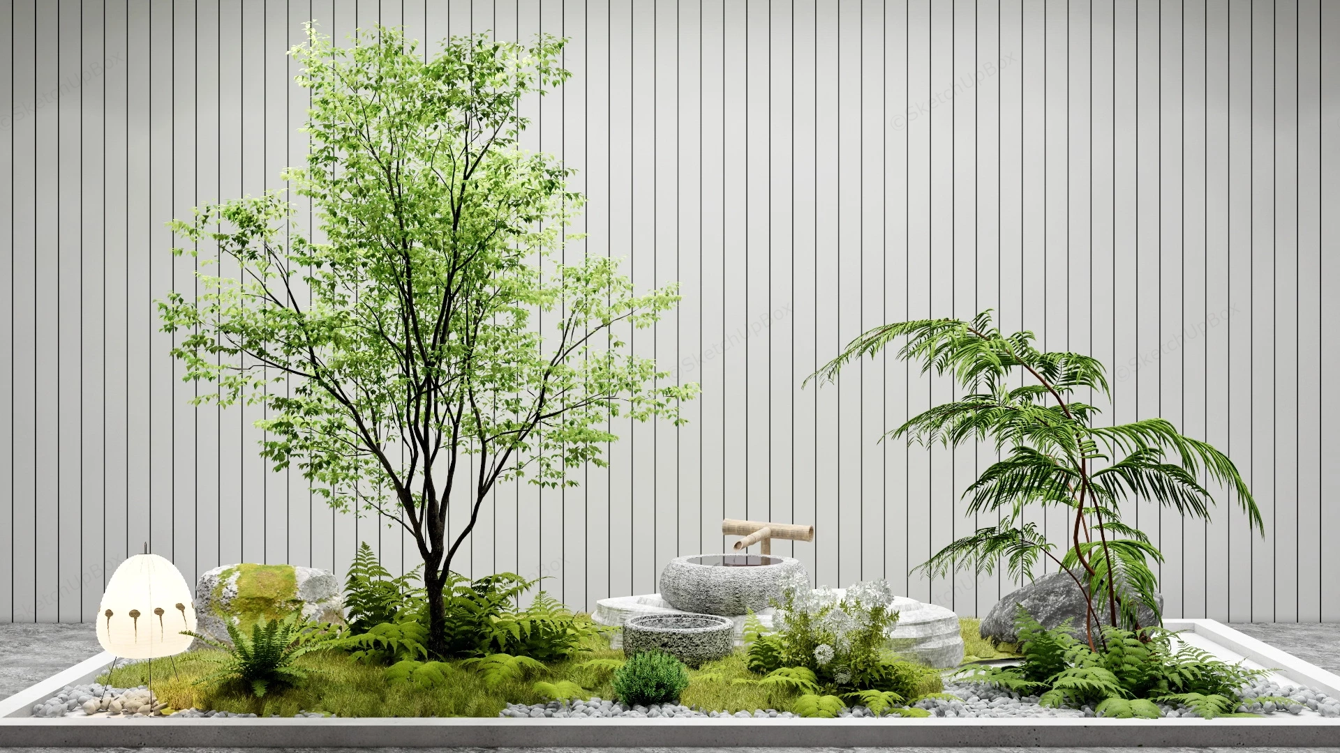 Modern Indoor Garden Design sketchup model preview - SketchupBox