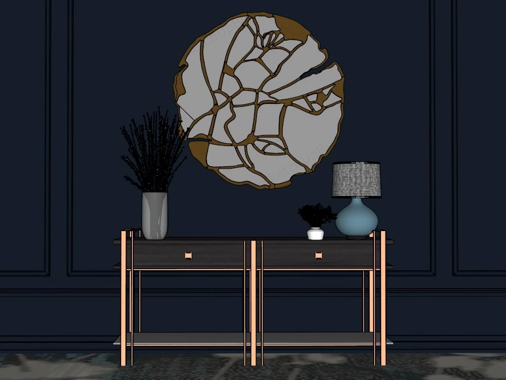Modern Console Table sketchup model preview - SketchupBox