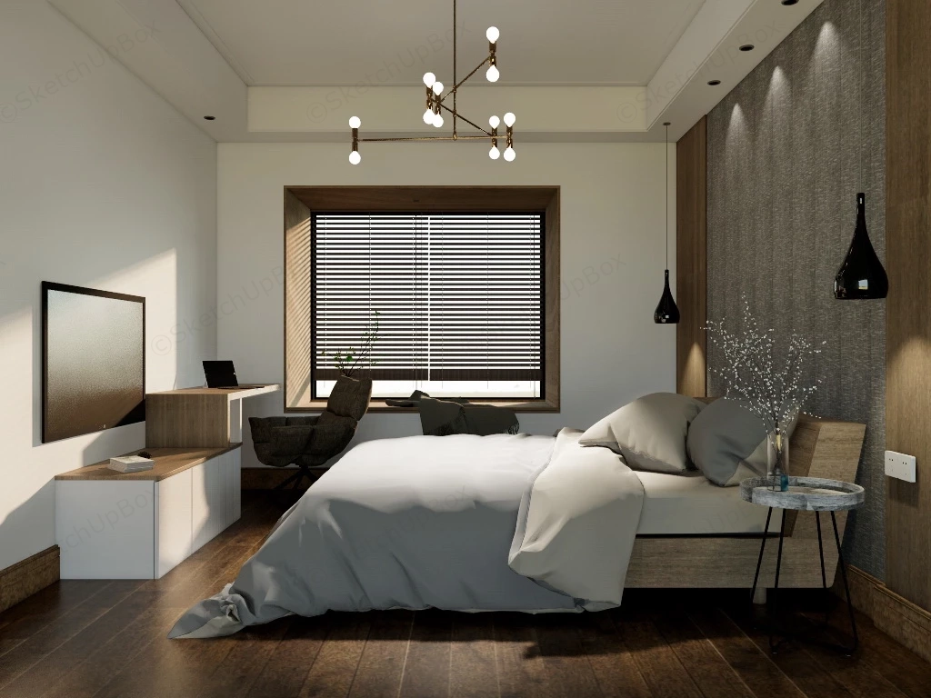 Minimalist Single Man Bedroom sketchup model preview - SketchupBox