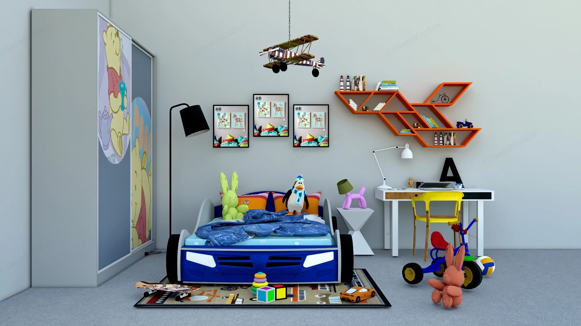 Car Themed Boys Room sketchup model preview - SketchupBox